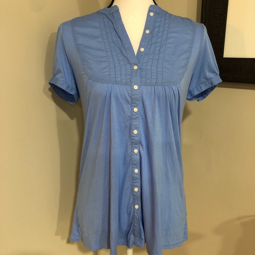 *GAP* Maternity Blue Short Sleeve Button Down Top
